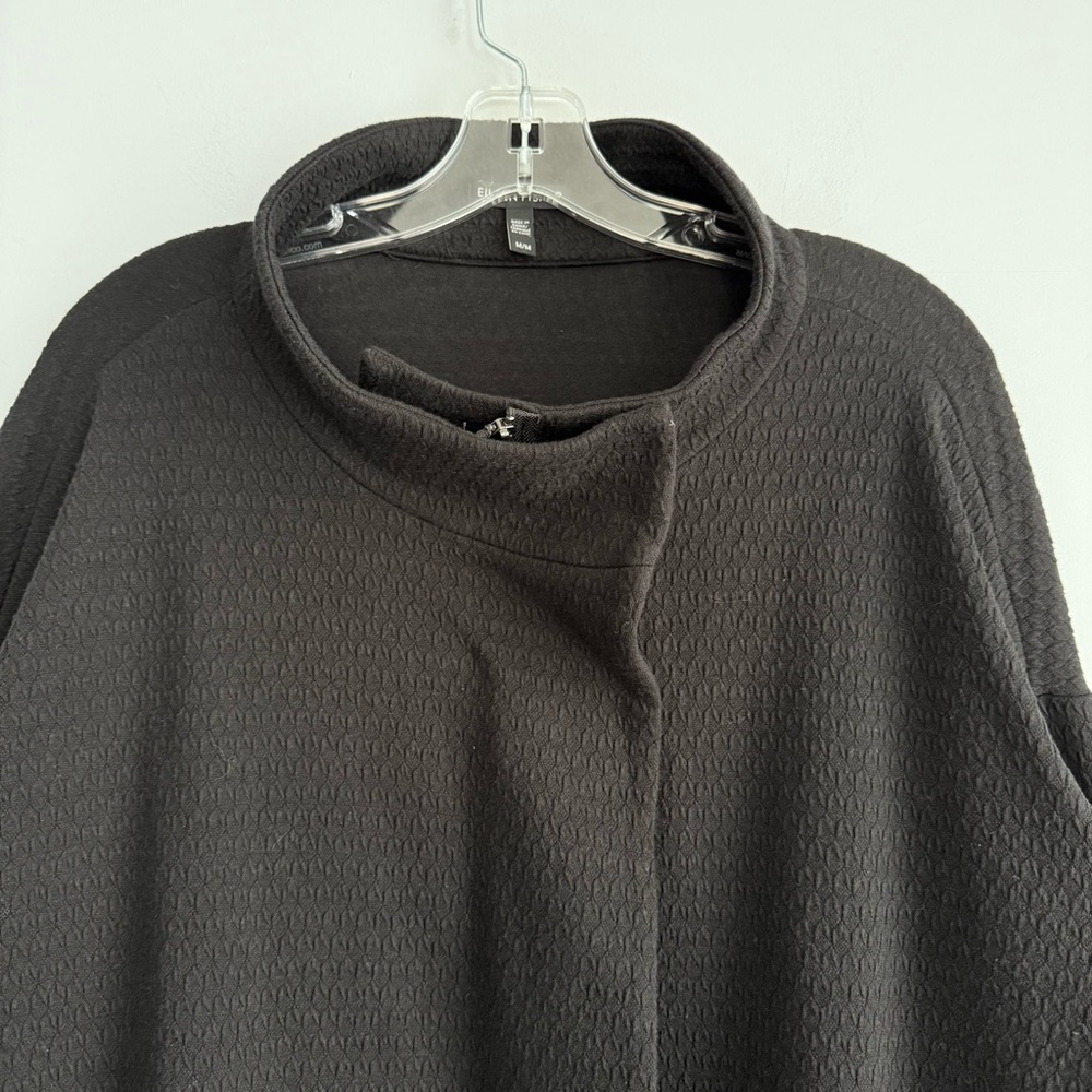 Eileen Fisher Organic Cotton Textured Funnel Neck Long Jacket Oversized Coat M - Picture 9 of 16